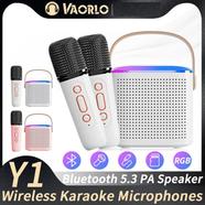 Y1 Wireless Dual Microphones Karaoke Machine KTV DSP System Bluetooth 5.3 PA Speaker HIFI Stereo Surround RGB Colorful LED Light