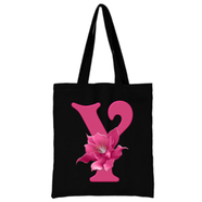 Y -Alphabet Flower Canvas Tote Shoulder Bag With Zipper 
