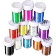 Ybaier Glitter, 12 Pack Fine Glitter, Craft Glitter Powder Shake Jar, Glitter for Resin, Glitter Crafts and Arts, Scrapbooking, Paints, Assorted Color Kit, (12 Colors) - 17 gm Each icon