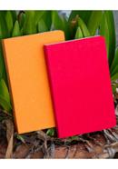 Tent Series Yellowish Page Hand Made Orange and Red Cover Notebook 2-Pack