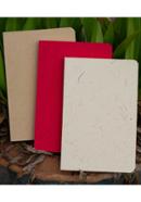 Tent Series Yellowish Page Hand Made Texture Grey, Kraft and Red Cover Notebook 3-Pack