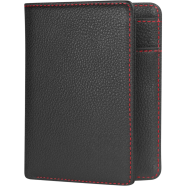 Zays Premium Handcrafted Slim Bifold Leather Short Wallet for Men And Women - Black And Red