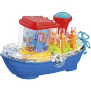 Zest 4 Toyz Musical Toys Battery Opertated Gear Land Ship with Rotating Fishing Lamp Bump and Go with Flashing Lights and Sound Effect Toys Gift - Multicolor