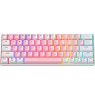 Zifriend 64 Keys 60 Percent Mechanical Keyboard Blue Switches Hot Swappable White Pink - ZA646