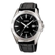  Casio Enticer Series Leather Black Watch For Men - MTP-1308L-1AVDF 