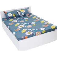  Double King Size Flat Bed Sheet Set (7.5 By 8.5 Feet) With Two Pillow Covers 
