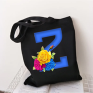 Z- Letter Canvas Shoulder Tote Shopping Bag With Flower