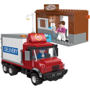  MOC City Food Delivery Truck Coffee Shop Store Figure Model Toy Building Block
