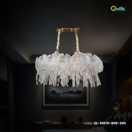  Qulik Modern Luxury Chandelier with Clear Crystal Shades and Adjustable Hanging Length - QL-55107-800-350