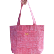  Samia Craft Beautiful Pink White Crosshatch Tote Bag For Women With Zipper - SN-10