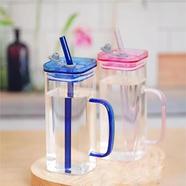  Square Mug With Lids And Straws Simple Glass Drink Cold Tea Transparent Juice Cup Water Mug Milk Cups Coffee Cup-400ml