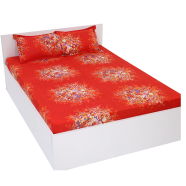 Bed Sheet 100 Percent Cotton King Size Bed Sheet Set with Two Pillow Covers-Red