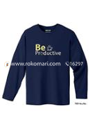 Be Productive Full Sleeve T-Shirt - L Size (Navy Blue Color)