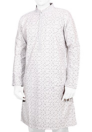  Black Pata Printed Short Panjabi (P127)