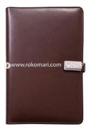 Digital Organizer Note Book With Pen Drive, Power Bank and Charger Cable - Chocolate Color