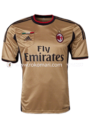 AC Milan 13/14 Third Home Soccer Jersey : Very Exclusive Half Sleeve only Jersey (Golden Color)