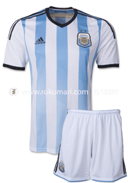 Argentina Home Jersey : Very Exclusive Half Sleeve Jersey With Short Pant