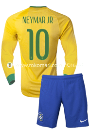 Brazil NEYMAR JR 10 Home Jersey : Special Full Sleeve with short pant