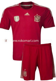 Spain Home Jersey : Very Exclusive Half Sleeve Jersey With Shorts Pant
