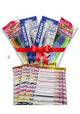 Pen Combo Package Yearly for Student - 02 (Econo Exam Pen - 12 Pcs, Econo Dx Teen Pen - 30 Pcs, Econo Soft Grip Pen - 20 Pcs) image