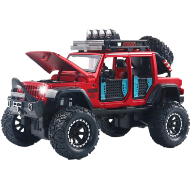 1:24 2411B Off Road Rock Climber Jeep Vehicle Diecast Metal Car Luxury SUV Alloy Model Car Simulation Sound Light Pull Back Car Toy For Kids Gift image