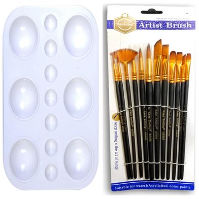 12 Pcs Paint Brush Set and 1 Pieces Artist Color Palette image