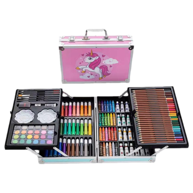 145 pieces of aluminum box painting set double layer set brush student watercolor pen suit learning stationery prizes gift box image