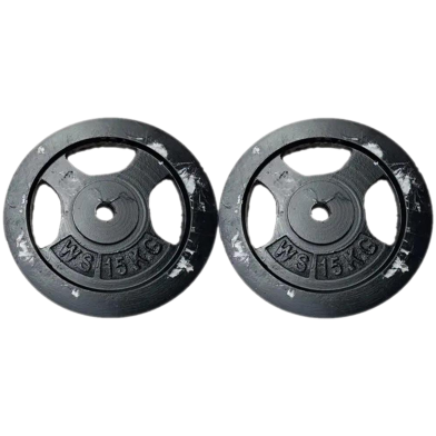 15 KG Black Barbell / Dumbbell Weight Plate Set 2 Pcs Total 30 KG - Local Made image