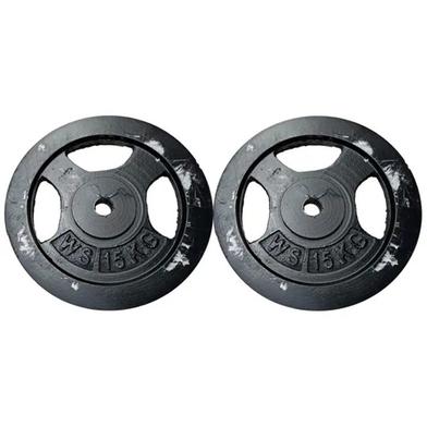 15 KG Black Barbell / Dumbbell Weight Plate Set 2 Pcs Total 30 KG - Local Made image