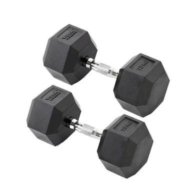 15 KG Hex Dumbbell 1 Pair Total 30 KG - Black image