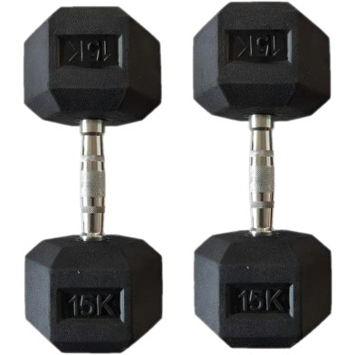 15 KG Hex Dumbbell 1 Pair Total 30 KG - Black image