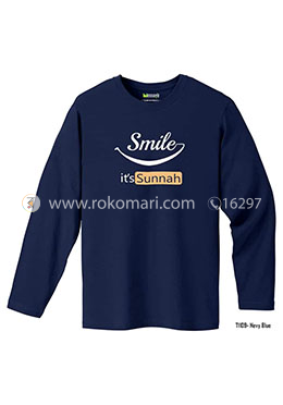 Smile It's Sunnah Full Sleeve T-Shirt - M Size (Navy Blue Color) image