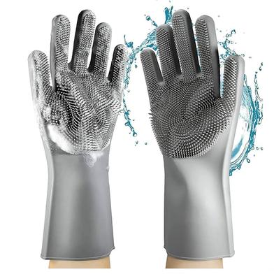 1 Pair Silicone Gloves Kitchen Cleaning Dishwashing Gloves image