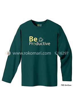 Be Productive Full Sleeve T-Shirt - M Size (Dark Green Color) image