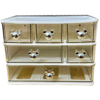 1pc 2-Tier Clear Plastic Storage Organizer With Drawers, Desk Drawer For Stationery, Makeup, Dorm Room image