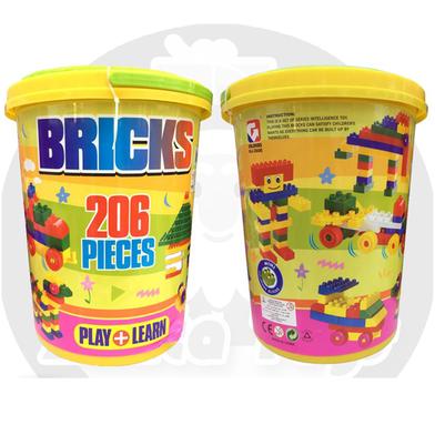 206 Pcs Building Blocks Puzzle Blocks for Kids Bucket to Store the item (HJ3606) image
