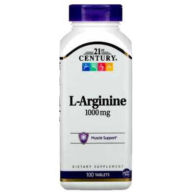 21st Century L-Arginine 1000mg Muscle Support Dietary Supplement - 100 Tablets image