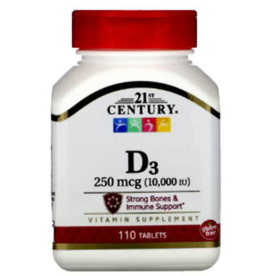 21st Century Vitamin D3 250 mcg (10,000 IU) - 110 Tablets image