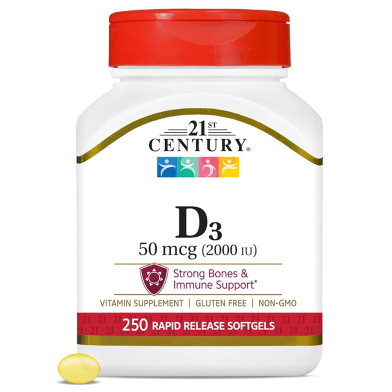 21st Century Vitamin D3 50 mcg 2000IU - 250 Softgels image