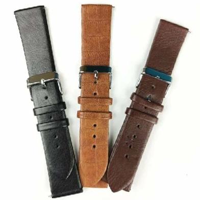 22mm Leather Strap for Smartwatch – Black Color image