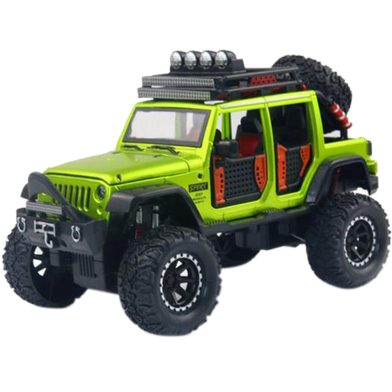 :24 Off Road Rock Climber Jeep Vehicle Diecast Metal Car Luxury SUV Alloy Model Car Simulation Sound Light Pull Back Car Toy For Kids Gift image