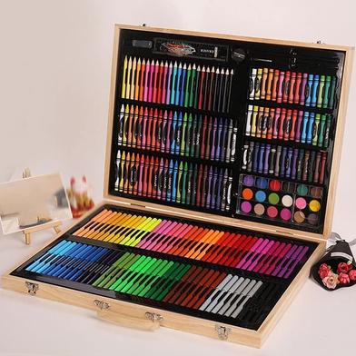 Art Painting Set Wooden Box 180 Pcs - Free Handmade Drawing Pad A4 Size 20  Pages : Iconic Sourcing