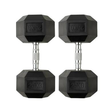 25 Kg Hex Dumbbell 1 Pair (Total 50Kg) - Black image