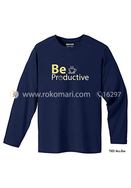 Be Productive Full Sleeve T-Shirt - XXL Size (Navy Blue Color) image