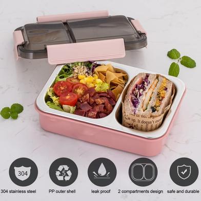 2 Compartment Leak Proof Stainless Steel Insulated Lunch Tiffin Box (7