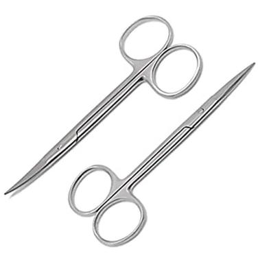 2 Iris Scissors 4.5 Inch Curved and Straight Surgical Dental Instruments image