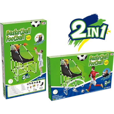 2 in 1 indoor outdoor football soccer goal basketball ring stand for kids image