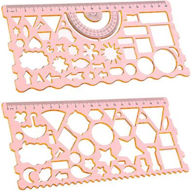 2 pieces Different Shapes Template Ruler / Spirograph Ruler / Geometric Drawing Toys / Stencil Tools / Drafting Design image
