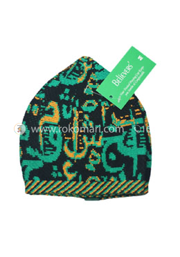 Believers'Muslim Prayer Cap Alif Ba Ta Design -01 Pcs (Black, Yellow and Green Color) image