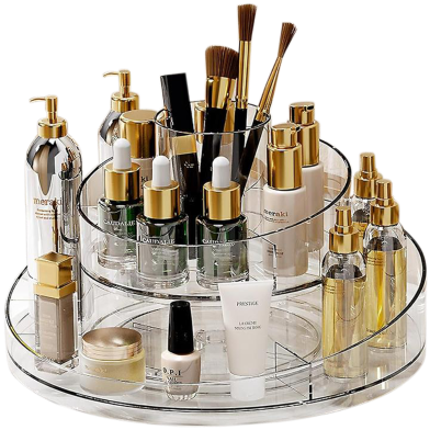 360° Rotating Diamond Cosmetics Organizer Box, Large Portable Makeup Storage image